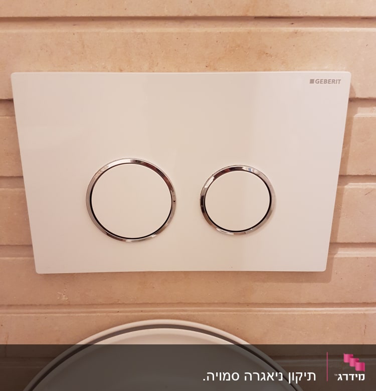 לחצן הדחה כפול על קיר שירותים